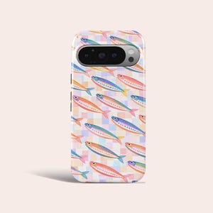 Retro Sardine Phone Case Pastel Fish Pattern Phone Cover Fit for Google Pixel 11 Pro XL 10A 10 Pro 9A 9 Pro XL 8 8A 7A 7 Pro 6 Pro 6A