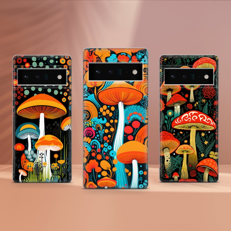 Custodia per telefono Trippy Mushroom Hippie Cover compatibile con Google Pixel 10 Pro XL 9A 9 Pro 8A 8 Pro 8 7A 7 Pro 6 6A 3A 4XL 5 OnePlus 13 12R immagine 1