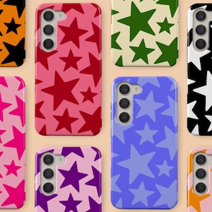 Benutzerdefinierte Sterne Farbe Handytasche Minimalist Retro Sterne Muster Handyhülle Fit für Samsung Galaxy S25 Ultra S24 S23 S22 S21 FE A16 A14
