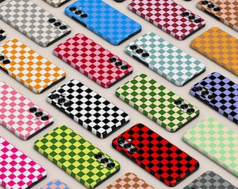Custom Checkered Color Phone Case Retro Minimalist Checkered Phone Cover Fit for Samsung Galaxy S25 Ultra S24 S23 S22 S21 FE A16 A14
