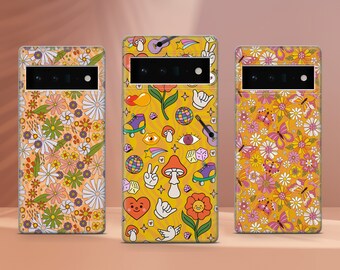 70s Pattern Print Phone Case Retro Flowers Cover Fit for Google Pixel 10 Pro XL 9A 9 Pro 8A 8 Pro 8 7A 7 Pro 6 6A 3A 4XL 5 OnePlus 13 12R