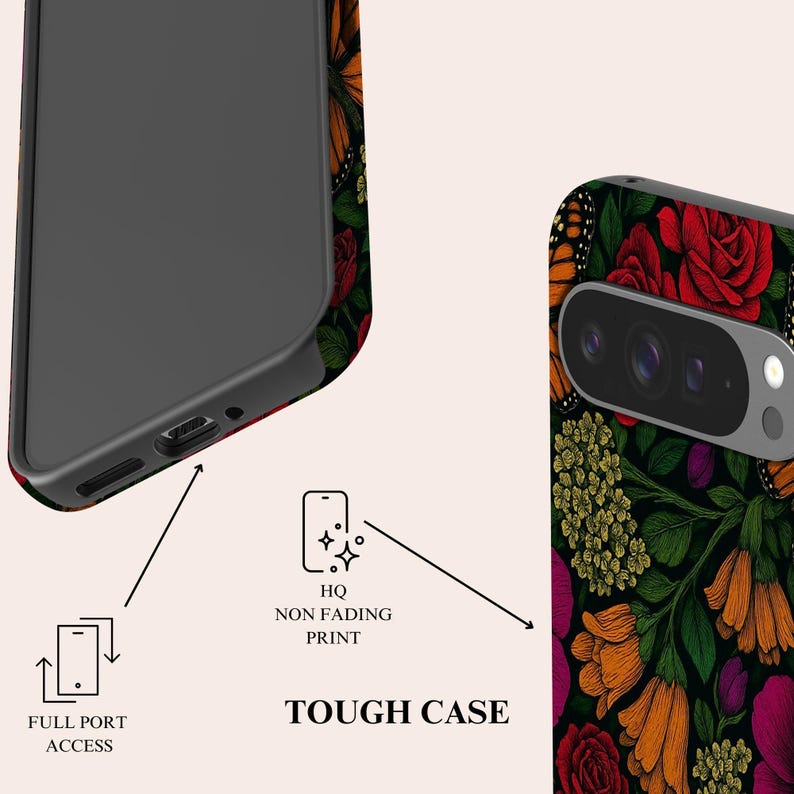 Butterfly Phone Case Aesthetic Floral Phone Cover Fit for Google Pixel 10 Pro XL 9A 9 Pro XL 8 8A 7A 7 Pro Pixel 6 Pro 6A 3A 2XL image 4