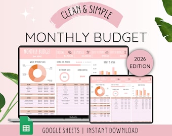Monatliche Budget Tabelle | Budget Vorlage Google Sheets | Planer | Gehaltsabrechnung | Expense Tracker Monatliches Budget Google Sheets