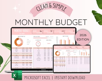 Monthly Budget Spreadsheet | Excel Budget Template Excel | Budget Planner | Paycheck Budget | Expense Tracker | Excel Monthly Budget Excel