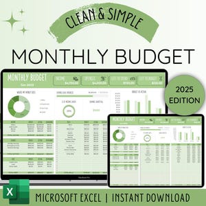 Monthly Budget Spreadsheet | Excel Budget Template Excel | Budget Planner | Paycheck Budget | Expense Tracker | Excel Monthly Budget Excel