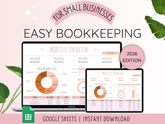 Small Business Bookkeeping Spreadsheet Template | Bookkeeping Template | Business Expense Tracker Google Sheets | Book keeping spreadsheet