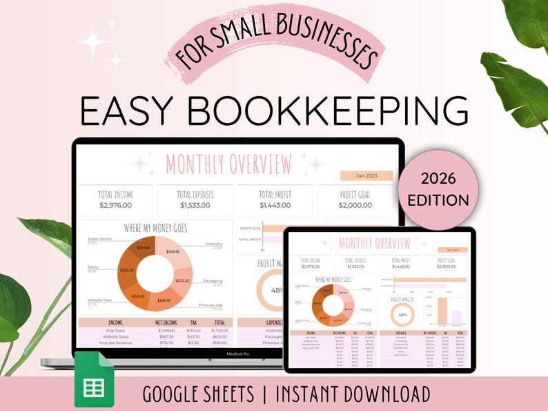 Small Business Buchhaltung Tabelle Vorlage | Buchhaltung Vorlage | Business Expense Tracker Google Sheets | Buchhaltung Tabelle Bild 1