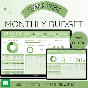 Monthly Budget Spreadsheet | Budget Template Google Sheets | Budget Planner | Paycheck Budget | Expense Tracker Monthly Budget Google Sheets image 1