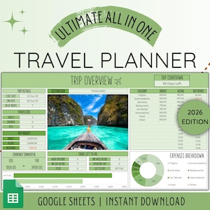 Reiseplaner Digitaler Reiseplaner für Reiseplaner Digitaler Urlaubsplaner Urlaub Reiseveranstalter Reisebudget Google Sheets