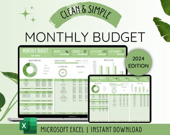 Monthly Budget Spreadsheet | Excel Budget Template Excel | Budget Planner | Paycheck Budget | Expense Tracker | Excel Monthly Budget Excel