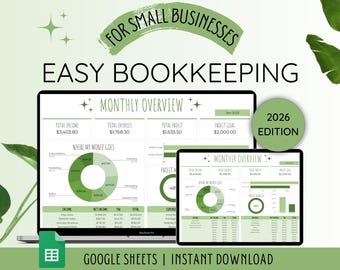 Small Business Bookkeeping Spreadsheet Template | Bookkeeping Template | Business Expense Tracker Google Sheets | Book keeping spreadsheet