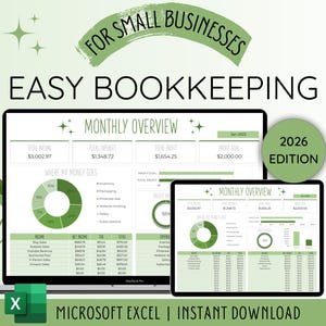 Small Business Bookkeeping Spreadsheet Excel Bookkeeping Template | Business Expense Tracker | Expense Spreadsheet | Book keeping Excel image 1