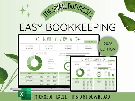 Small Business Bookkeeping Spreadsheet Excel Bookkeeping Template | Business Expense Tracker | Expense Spreadsheet | Book keeping Excel