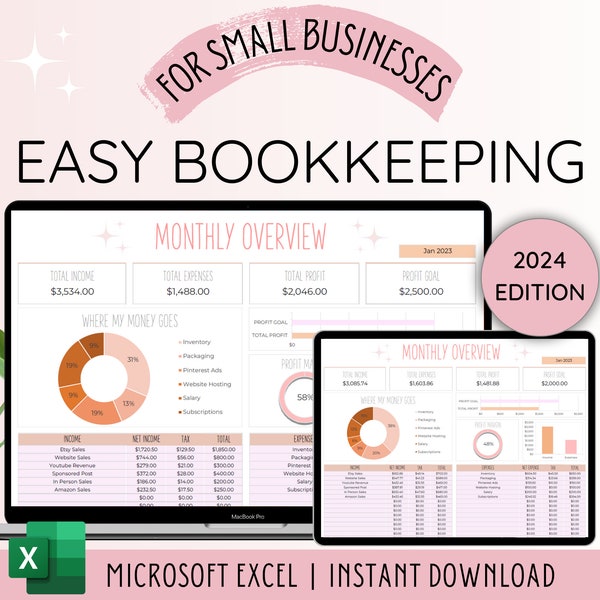 Plantilla de contabilidad de Excel de hoja de cálculo de contabilidad para pequeñas empresas / Seguimiento de gastos comerciales / Hoja de cálculo de gastos / Contabilidad de Excel