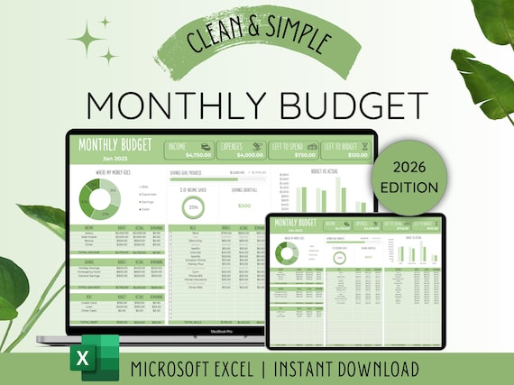 Monthly Budget Spreadsheet | Excel Budget Template Excel | Budget Planner | Paycheck Budget | Expense Tracker | Excel Monthly Budget Excel