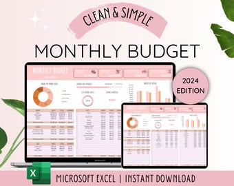 Monthly Budget Spreadsheet | Excel Budget Template Excel | Budget Planner | Paycheck Budget | Expense Tracker | Excel Monthly Budget Excel