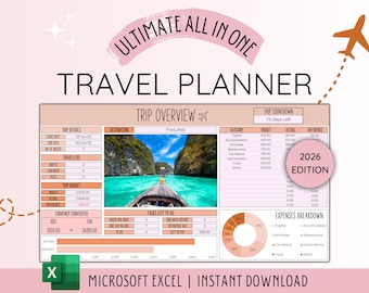 Travel Planner Digital Travel Planner for Travel Itinerary Digital Holiday Planner Holiday Itinerary Travel Organizer Travel Budget Excel