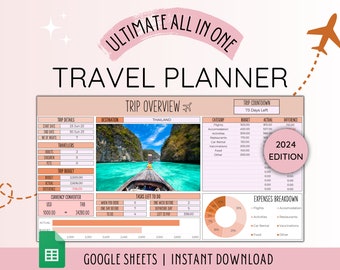 Travel Planner Digital Travel Planner for Travel Itinerary Digital Holiday Planner Holiday Travel Organizer Travel Budget Google Sheets