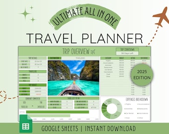 Travel Planner Digital Travel Planner for Travel Itinerary Digital Holiday Planner Holiday Travel Organizer Travel Budget Google Sheets