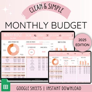Monthly Budget Spreadsheet | Budget Template Google Sheets | Budget Planner | Paycheck Budget | Expense Tracker Monthly Budget Google Sheets