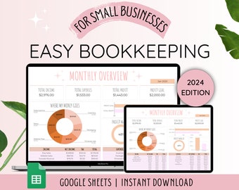 Small Business Bookkeeping Spreadsheet Template | Bookkeeping Template | Business Expense Tracker Google Sheets | Book keeping spreadsheet