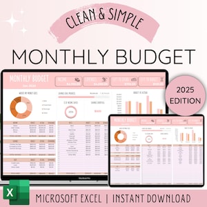 Monthly Budget Spreadsheet | Excel Budget Template Excel | Budget Planner | Paycheck Budget | Expense Tracker | Excel Monthly Budget Excel