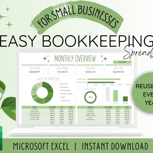 Small Business Bookkeeping Template Excel Bookkeeping - Etsy UK