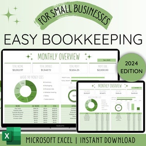 Small Business Bookkeeping Spreadsheet Excel Bookkeeping Template | Business Expense Tracker | Expense Spreadsheet | Book keeping Excel
