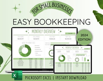 Small Business Bookkeeping Spreadsheet Excel Bookkeeping Template | Business Expense Tracker | Expense Spreadsheet | Book keeping Excel