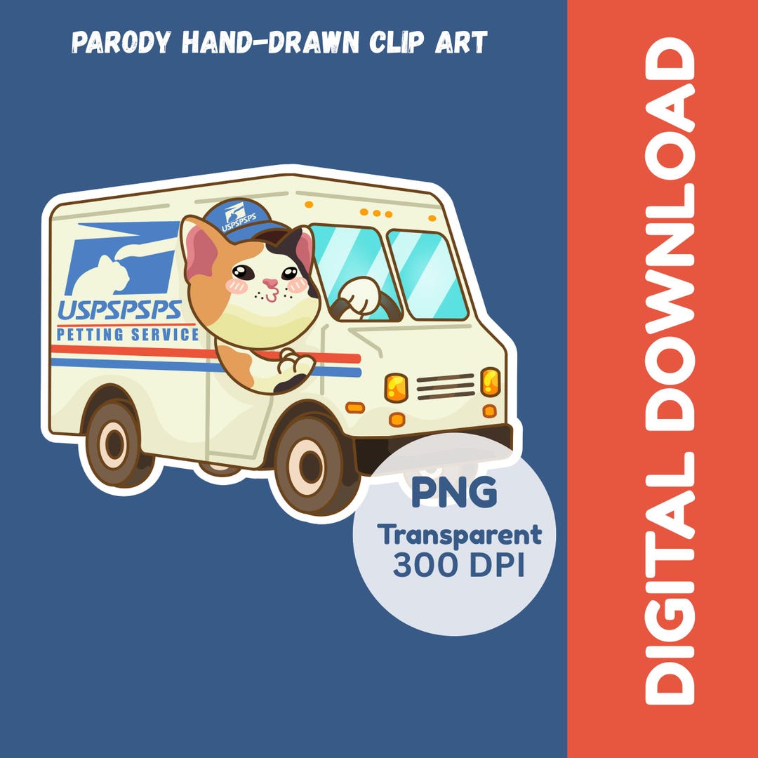 USPSPSPS Cat| Delivery Cat Clip Art| High Quality PNG| Digital Download ...
