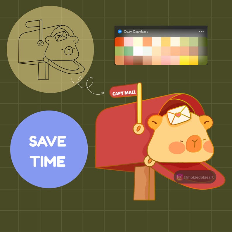 100 Kawaii Capybara Procreate Stamps |animal Doodle Brushes, Bundle ...