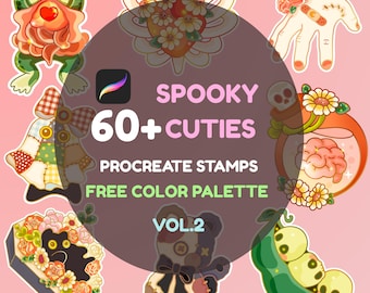 Kawaii Spooky Procreate Stamps Doodle Stamp Brush for Ipad , Sticker Maker Brush Set Digital Download