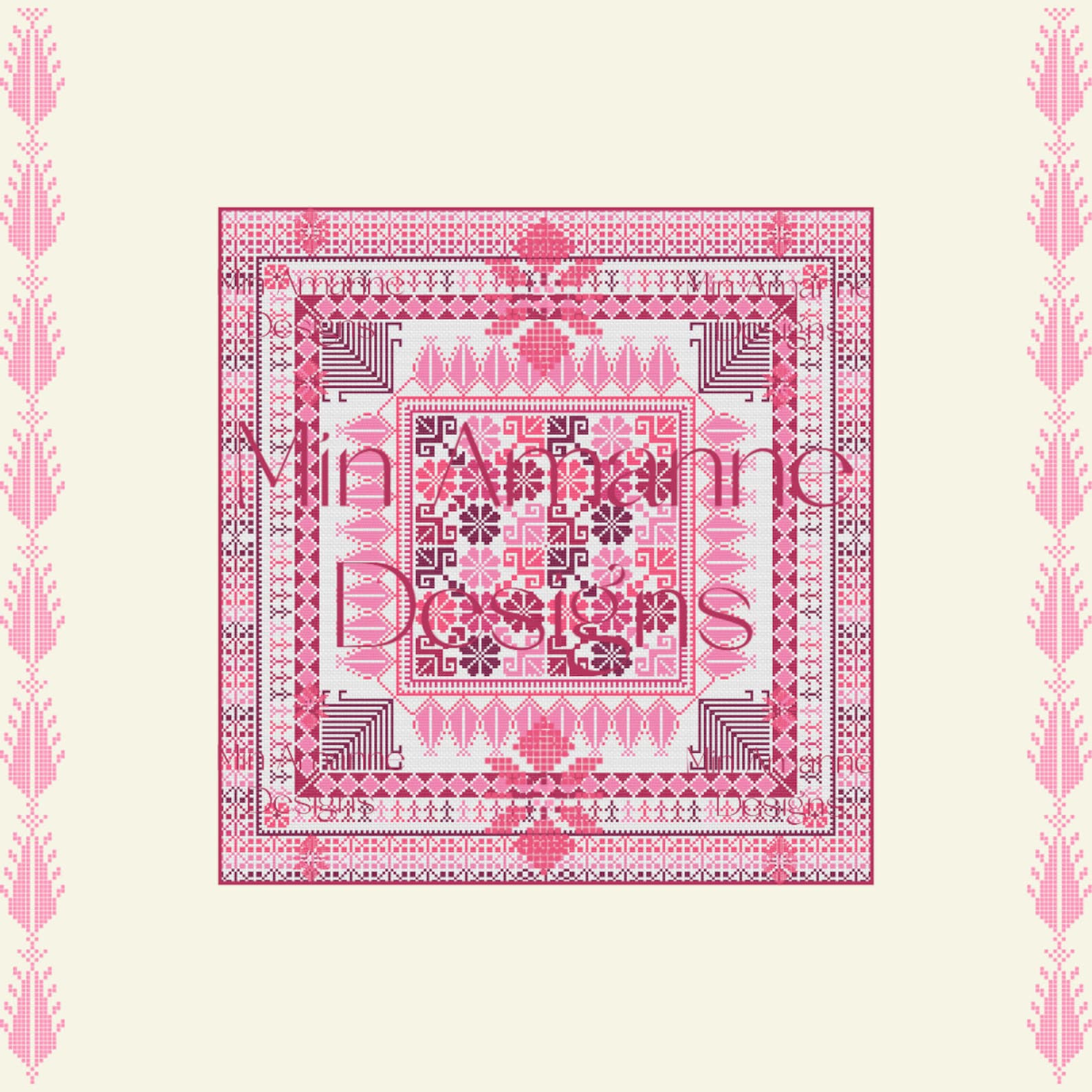 Palestinian Roses Palestinian Tatreez Roses and Arrows Cross Stitch Pattern | Instant PDF ...