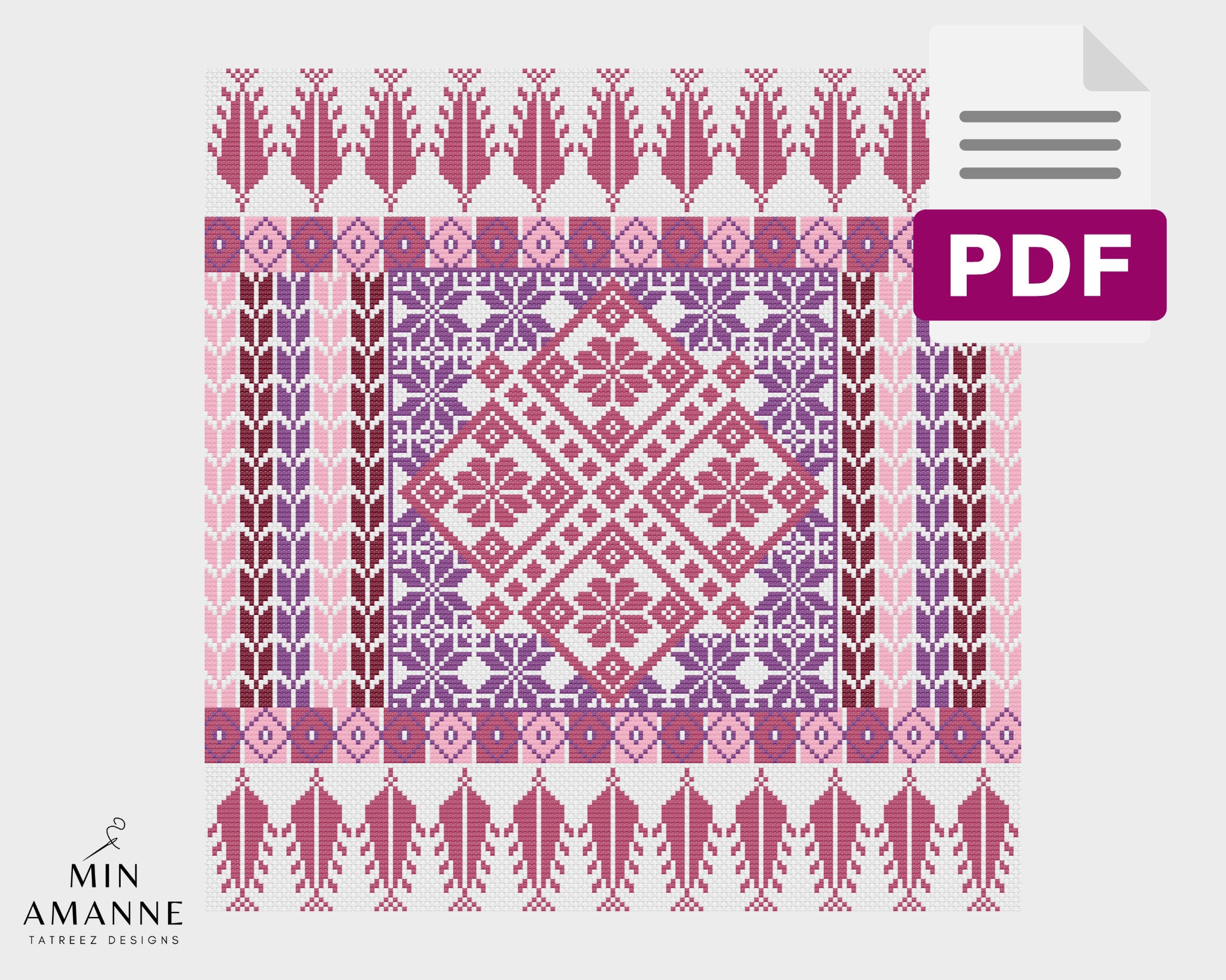 Tatreez Cross Stitch Patterns and Kits – Min Amanne Designs