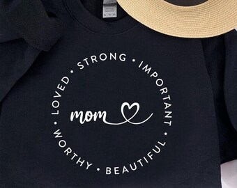 thumbnail interactive-video image 1 of She Is Mom Loved Strong Important Worthy Beautiful T-Shirt 1 of 9