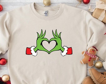 Heart Hands Grinch SVG, Grinch Christmas SVG, Retro Grinch Gift PNG, Vintage Christmas Svg,  Christmas Family Svg, Christmas Tee Gift