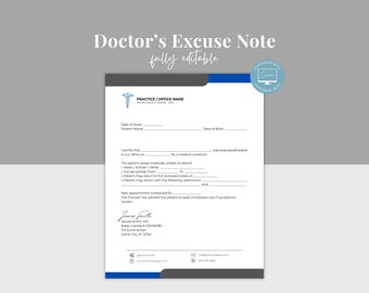Editable Urgent Care Doctor Note for Work & School, Doctor Excuse Note ...