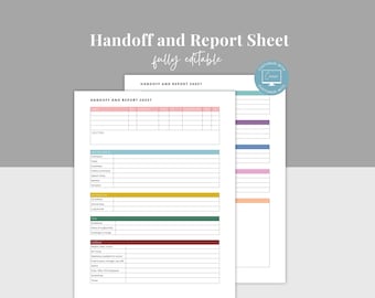 Nurse Handoff and Report Sheet, ICU Nursing Hand-off Report, Patient Report for New Grad, Med Surg RN Patient Form, Canva editable