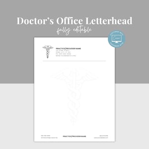 Membrete para médicos, papelería para enfermeras, plantilla de membrete editable, membrete para empresas médicas, Canva editable, plantilla de membrete personalizada
