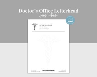 Doctor Letterhead, Nurse Stationery, Editable Letterhead Template, Medical Business Letterhead, Canva editable, Custom Letterhead Template
