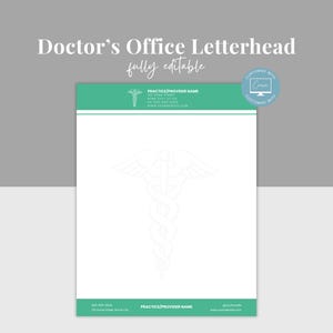 Membrete para médicos, papelería para enfermeras, plantilla de membrete editable, membrete para empresas médicas, Canva editable, plantilla de membrete personalizada