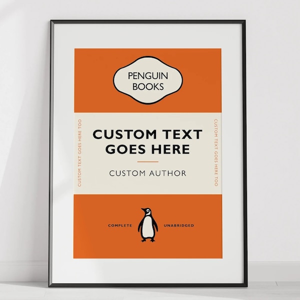 Custom Penguin Book Print Poster Penguin Print Personalized Custom Text Colour Penguin Classic Book Library Poster Classroom Poster Gift