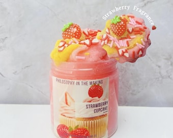 Strawberry Cupcake Slime,Slime Shop,Cloud Slime,Aromatherapy Slime,Therapy,Stress Toy, Sensory Toy,Slime for Adult,Gift For Her, Cloud Slime