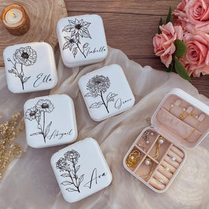 Personalisierte Schmuckschatulle, individuelle Brautjungfer Geschenkbox, Schmuckschatulle, Ohrringtasche, Geschenke für sie, Weihnachtsgeschenk
