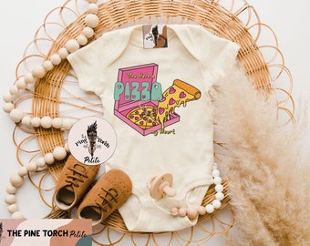 Pizza valentine baby bodysuit, funny pizza my heart kids shirt, love and pizza vday, pizza lover bodysuit, pizza slice baby tee