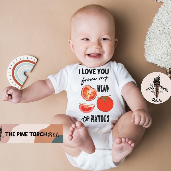 Tomato baby Bodysuit, I love you from my head tomatoes baby clothes, tomato kids shirt, retro tomato baby tee, farmers market clothes