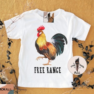Free range kids tee, farmer baby clothes, farm fresh chicken kids shirt, retro farmer tractor pig cow chicken baby tee, newborn free range
