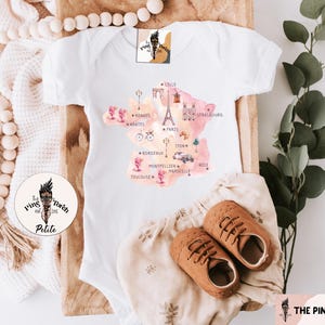 France watercolor map bodysuit, made in France, France baby gift, France baby shirt, Made with love in France, France baby shower gift