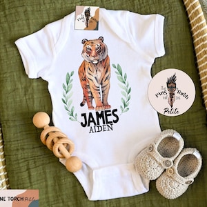 Personalized tiger bodysuit, tiger custom baby shower gift, tiger baby, tiger shirt, tiger pregnancy announcement