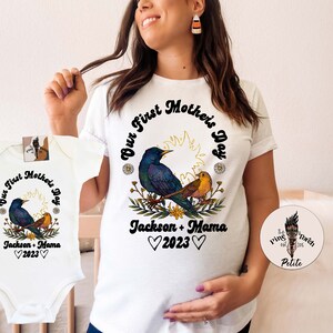 Custom Bird first mothers day Mommy and Me set, Personalized first mothers day, custom Mother&#39;s Day Baby gift, personalized mothers day